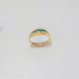 Anillo Rustico 3.4gr / T8 1/2 / Circones Blancos Verdes Oro Amarillo $