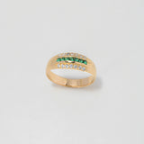 Anillo Rustico 3.4gr / T8 1/2 / Circones Blancos Verdes Oro Amarillo $