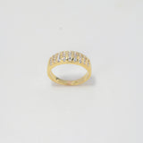 Anillo Rustico Lineas 5.45gr / T7 1/2 / Circones Blancos Oro Amarillo $