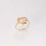 Anillo Corazón Con Moño 15s 1.85gr / T7 / Circones Blancos Oro Amarillo $