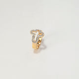 Anillo Cruz 3.7gr / T6 / Circones Blancos Dos Oros Amarillo Blanco $