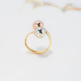 Anillo Tu y Yo 2.8gr / T10 / 10mm Bolas Tres Oros $