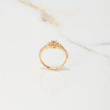 Anillo Flor Anemona Doble 2.8gr / T6 3/4 / Circones Blancos y Fucsias Dos Oros Amarillo Blanco $