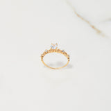 Anillo Solitario 1.2gr / T5 1/4 / Corazones Circones Blancos Oro Amarillo $