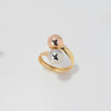 Anillo Tu y Yo 2.8gr / T10 / 10mm Bolas Tres Oros $