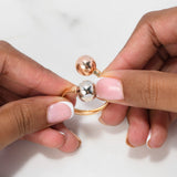 Anillo Tu y Yo 2.8gr / T10 / 10mm Bolas Tres Oros $