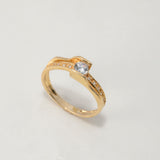 Anillo Solitario Churumbela Placas 2.55gr / T6 1/2 / Circones Blancos Oro Amarillo $