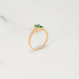 Anillo Solitario Halo 2.3gr / T6 1/4 / Circones Blancos Verdes Oro Amarillo $