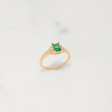 Anillo Solitario Halo 2.3gr / T6 1/4 / Circones Blancos Verdes Oro Amarillo $