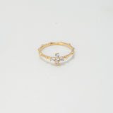 Anillo Cruz 1.5gr / T6 / Esferas Circones Blancos Oro Amarillo $
