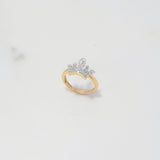 Anillo Corona 2.65gr / T6 1/2 / Circones Blancos Dos Oros Amarillo Blanco $