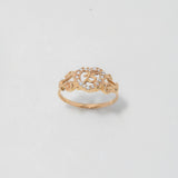 Anillo Corazon 15s 1.9gr / T6 1/4 / Circones Blancos Oro Amarillo $