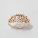 Anillo Corazon 15s 1.9gr / T6 1/4 / Circones Blancos Oro Amarillo $