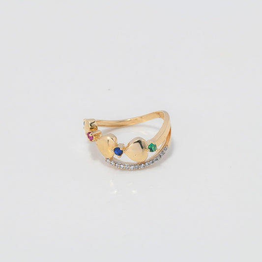 Anillo Linea Corazones 3.2gr / T6 / Circones Blancos Colores Oro Amarillo $