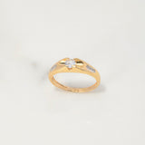 Anillo Solitario Tunel 2.1gr / T6 1/2 / Circones Blancos Dos Oros Amarillo Blanco $