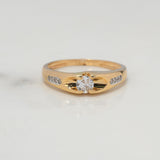 Anillo Solitario Tunel 2.1gr / T6 1/2 / Circones Blancos Dos Oros Amarillo Blanco $