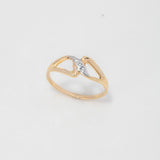 Anillo Cruzado 1.6gr / T6 1/2 / Circones Blancos Dos Oros Amarillo Blanco $