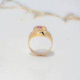 Anillo Sello Pre Colombino 6.4gr / T10 / Grabado Circon Fucsia Oro Amarillo $