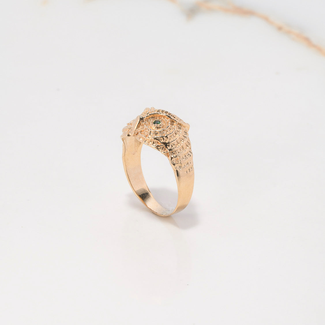 Anillo Búho 7.1gr / T9 3/4 / Circones Verdes Oro Amarillo $