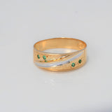 Anillo Argolla 2.8gr / T8 3/4 / Circones Verdes Dos Oros Amarillo Blanco $