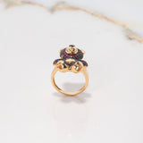 Anillo Oso 8.1gr / T7 1/4 / Circones Fucsias Negros Oro Amarillo $