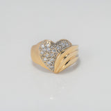 Anillo Corazon 5.2gr / T7 1/4 / Ola Circones Blancos Oro Amarillo $