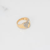 Anillo Corazon 5.2gr / T7 1/4 / Ola Circones Blancos Oro Amarillo $