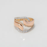 Anillo Olas 5.35gr / T7 3/4 / Circones Blancos Tres Oros $