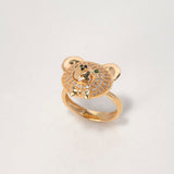 Anillo Oso 6.1gr / T6 / Circones Blancos Verdes Oro Amarillo $