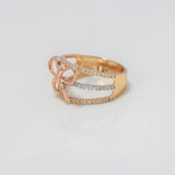 Anillo Lineas Moño 4.7gr / T7 1/4 / Circones Blancos Tres Oros $
