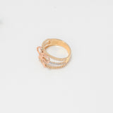 Anillo Lineas Moño 4.7gr / T7 1/4 / Circones Blancos Tres Oros $