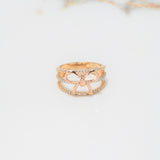Anillo Lineas Moño 4.7gr / T7 1/4 / Circones Blancos Tres Oros $