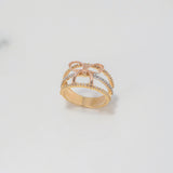 Anillo Lineas Moño 4.7gr / T7 1/4 / Circones Blancos Tres Oros $