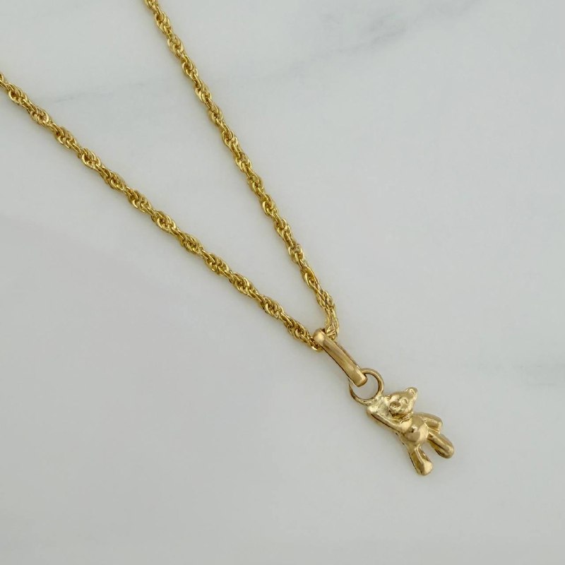 Set Cadena Lazo + Dije Oso / 1,15 gr / 45 cm Oro Amarillo 18K