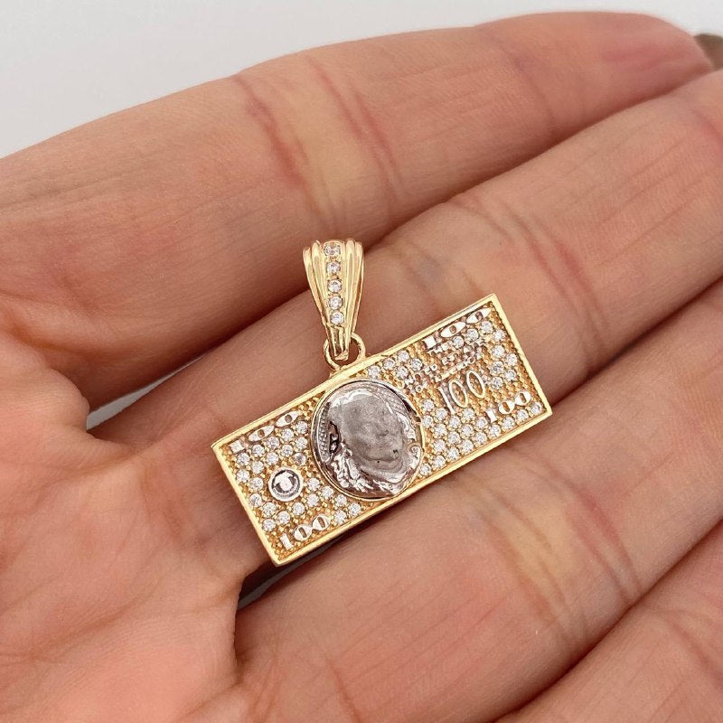 Dije One Dolar 3.75 g / 2.1 cm Dos Oros Amarillo Blanco 18K