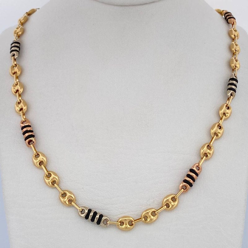 Cadena Rustica Barril Gc 12.75gr / 61.5cm / Tres Oros 18K &