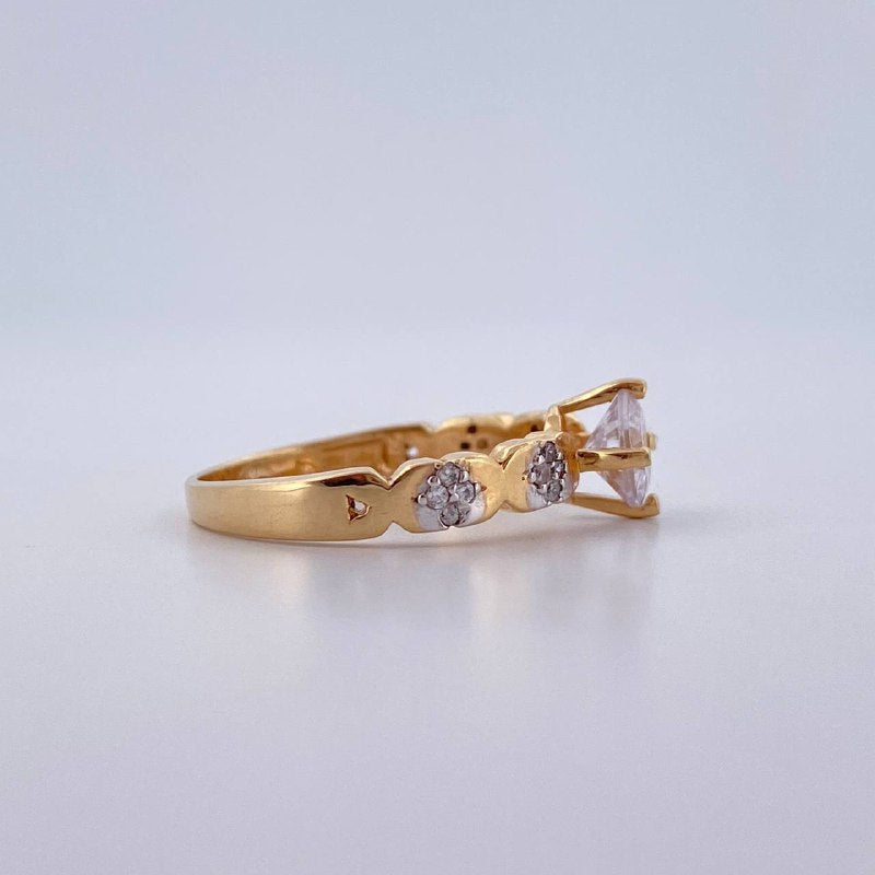Anillo Solitario X 2.65gr / T5 3/4 / Dos Oros Amarillo Blanco 18K &