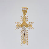 Dije Cruz Cristo 7.6 g / 5.2 cm Dos Oros Amarillo Blanco 18K