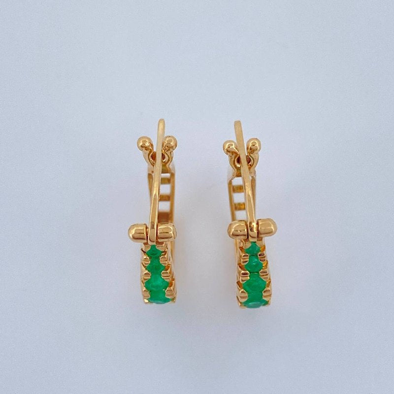 Candongas Hexagonal Esmeralda 3.1gr / 1.7cm / Oro Amarillo 18K %