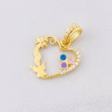 Dije Corazón Mariposa Flor 1.7g / 2cm Tres Oros 18K