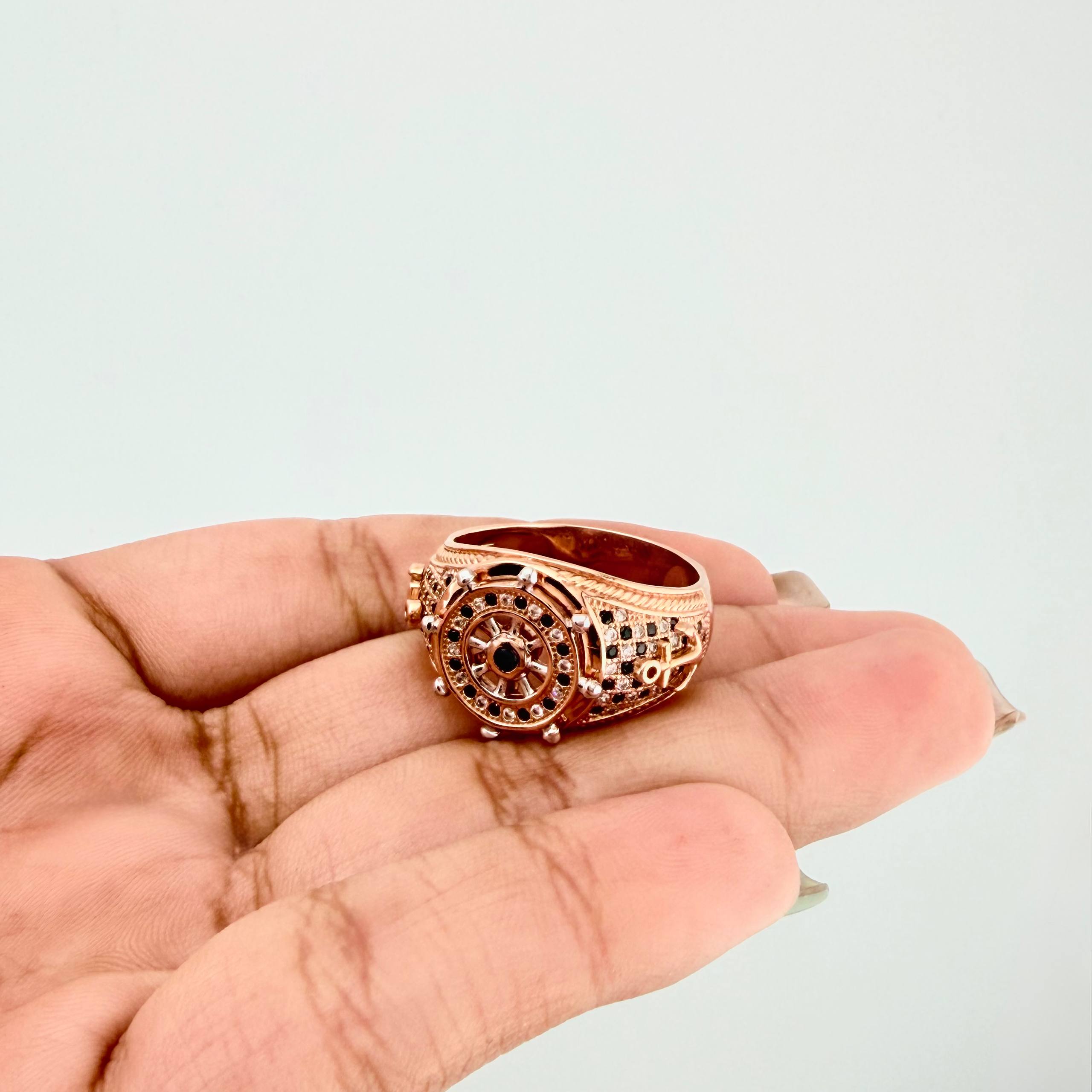 Anillo Timon Movil 9.3 g / T10 Dos Oros Blanco Rosa 18K