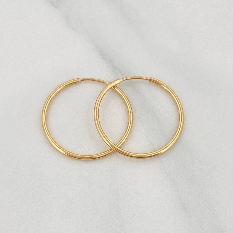 Candongas Aro Liso 1 g / 2 cm Oro Amarillo 18K