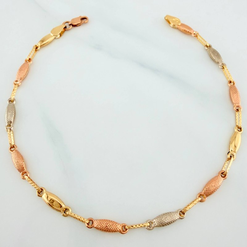 Pulso Rustico Eslabon 3.4 g / 21 cm / 3.5 mm Tres Oros 18K
