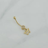 Piercing Ombligo Dije Mariposa 0.7 g / 2.7 cm Oro Amarillo 18K