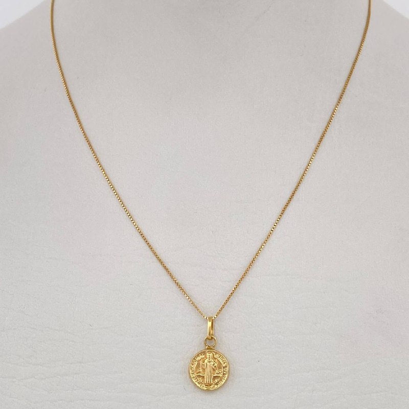 Set Cadena y Dije Veneciana + San Benito 1.4gr / Oro Amarillo 18K (Oferta) $