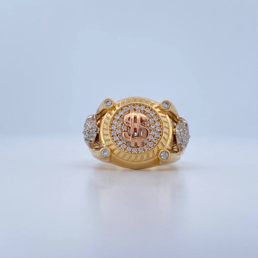Anillo Signo Peso 10.65gr / T9 1/4 / Tres Oros 18K &