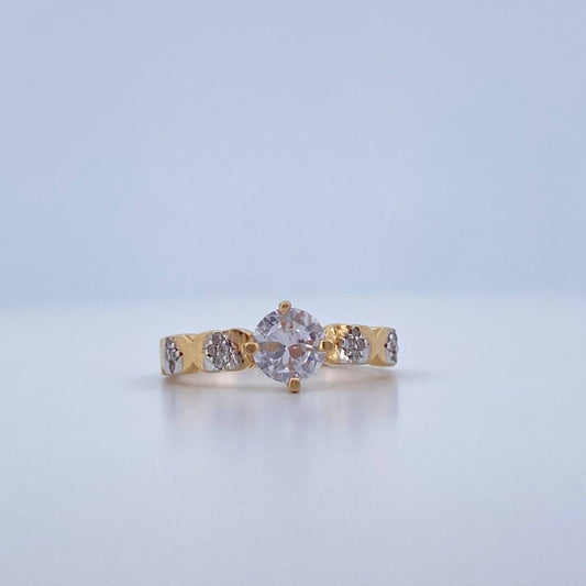 Anillo Solitario X 2.65gr / T5 3/4 / Dos Oros Amarillo Blanco 18K &
