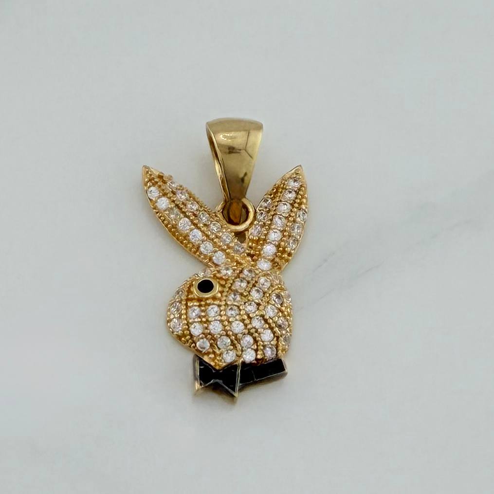 Dije Conejo 2.25 g / 2.3 cm Dos Oros Negro Amarillo 18K