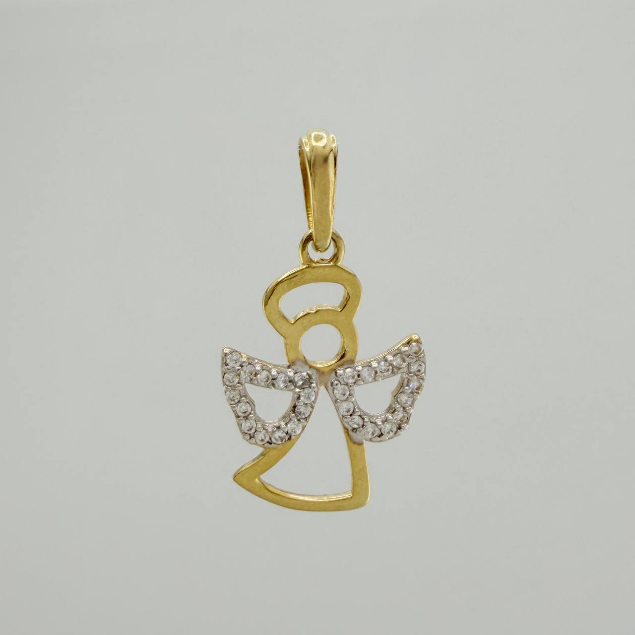 Dije Silueta Angel 1.45 g / 2.5 cm Dos Oros Amarillo Blanco 18K