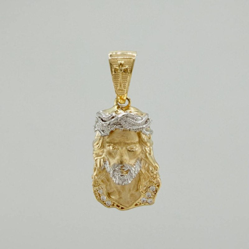 Dije Rostro Cristo 3.55 g / 2.8 cm Dos Oros Amarillo Blanco 18K